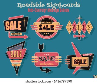 Sale Signboards Mid Century Modern Design Style 1950s American Roadside Billboards