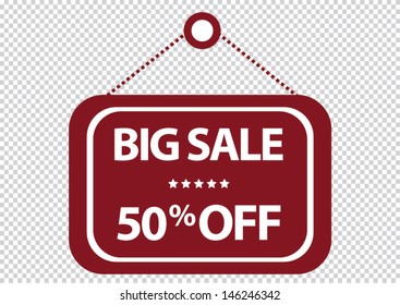 sale signs hanging with chain, vector illustration 