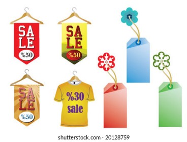 Sale signs and labels for seasonal time.