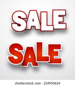 Sale signs over paper white background. Vector illustration. 