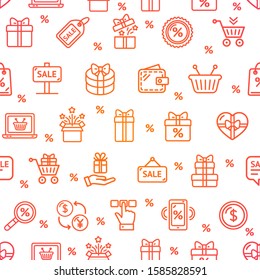 Sale Signs Seamless Pattern Background on a White for Web and App Design. Vector illustration