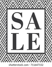 Sale Silver Black and White Vector Illustration Sign Background for Scrapbook, Flyers, Posters, Web, Greeting Cards, and Social Media