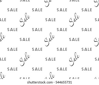 Sale simple background Black on white color Sale background Closeout seamless pattern, Clearance wallpaper Selloff and Sellout theme Vector illustration 