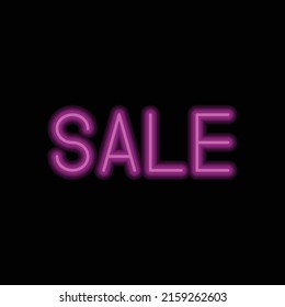 Sale simple icon vector. Flat design. Purple neon style on black background.ai