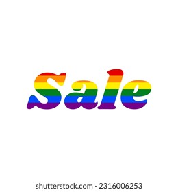 Sale slogan. Rainbow gay LGBT rights colored Icon at white Background. Illustration.