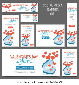 Sale Social Media Post or Banners with hearts coming out from a box.