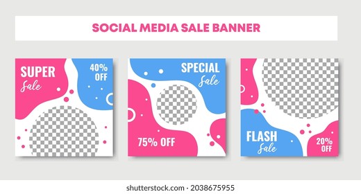 sale social media post design templates vector set, backgrounds with copyspace. Fashion sale banner template for social media post.