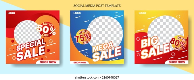 sale social media post template design with blue and orange color.business vector illustration