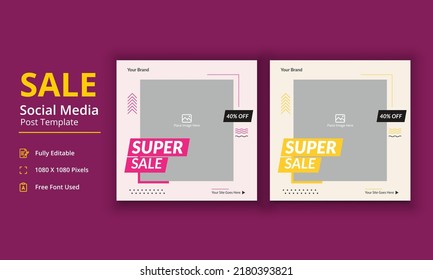 Sale Social Media Post Template, Mega Sale Banner, Super Sale Banner, Big Sale Poster, Special Offer Banner Social Media post