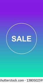 Sale social media stories duotone template. Gradient turquoise advertising web banner with text, promotion content layout. Modern vibrant mobile app design. Blending purple color with frame mockup