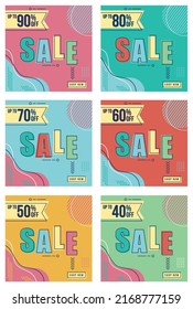 sale social post with abstract shapes in pastel colours