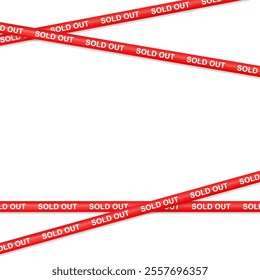 Sale and sold out Tape Lines, Crossing red ribbon of caution sold out item sign for web banner Marketing. Black Friday flash sale. Shopping stickers and badges for merchandise and promotion 