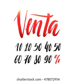 "Sale" Spanish Hand lettering Design Template. Typography Vector Background. Handmade calligraphy. Easy paste to any background