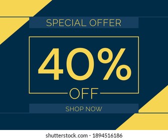 Sale special offer 40% off sign, 40 percent Discount sale minimal banner vector illustration