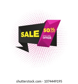 Sale and special offer. 50% off. Vector illustration