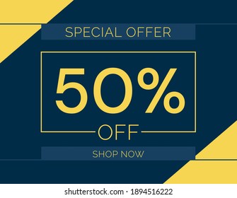 Sale special offer 50% off sign, 50 percent Discount sale minimal banner vector illustration