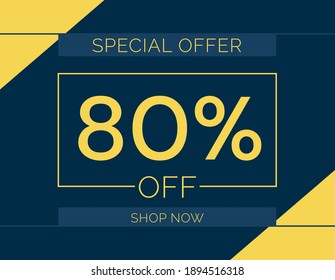 Sale special offer 80% off sign, 80 percent Discount sale minimal banner vector illustration