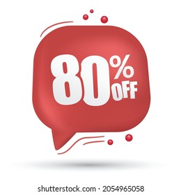 Sale special offer 80% off final reduction banner. 3d speech bubble