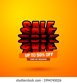 Sale special offer banner with flip effect. Discount 50% off. Bright creative design. 