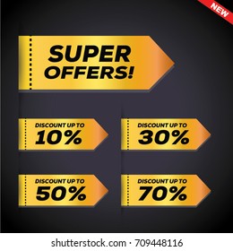 Sale and special offer banner, Sales tags, up to 70%. Vector illustration.