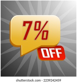 Sale special offer floating yellow balloon 7% off, vector vector illustration, promotion and offer price