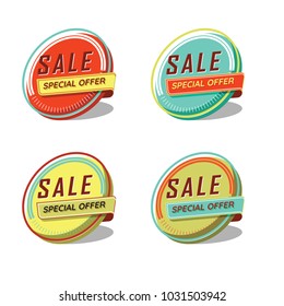 Sale special offer icon set vector illustration isolated on white background. Special offer labels.