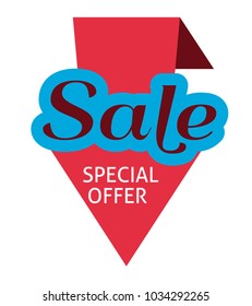 Sale - Special Offer label, flat vector illustration for graphic and web design