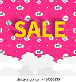 Sale and special offer pattern. 50% off,Wow, big sale, Super sale.Unique illustration for t-shirts, banners, flyers and other types of business design. Vector illustration.
