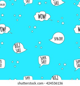 Sale and special offer pattern. 50% off,Wow, big sale, Super sale.Unique illustration for t-shirts, banners, flyers and other types of business design. Vector illustration.