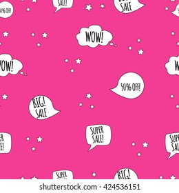 Sale and special offer pattern. 50% off,Wow, big sale, Super sale.Unique illustration for t-shirts, banners, flyers and other types of business design. Vector illustration.