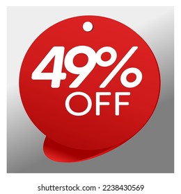 Sale special offer red tag 49% off isolated vector illustration, promotion and offer price