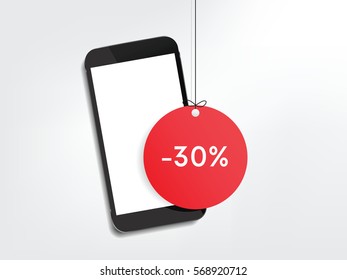 Sale, special offer and shopping banner with mobile phone. 