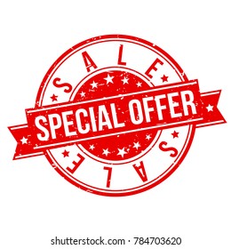 Sale Special Offer Stamp Circle Round Design Five Stars.
