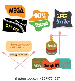 Sale of Special Offers and 50% Offer Discount Color Sticker Template Vector Design on White Background.