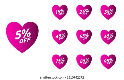 Sale of special offers. Discount with percent off price. An ad with tags for an advertising campaign at retail on the day of purchase. 