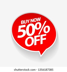 Sale of special offers. Discount with the price is 50. An ad with a red tag for an advertising campaign at retail on the day of purchase. vector illustration