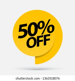 Sale of special offers. Discount with the price is 50. An ad with a yellow tag for an advertising campaign at retail on the day of purchase. vector illustration