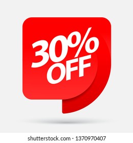 Sale of special offers. Discount with the price is 30 . An ad with a red tag for an advertising campaign at retail on the day of purchase. vector illustration