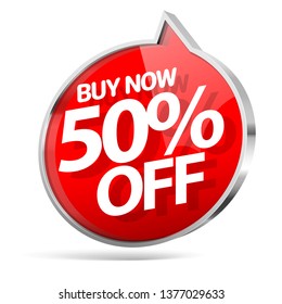 Sale of special offers. Discount with the price is 50. An ad with a red tag for an advertising campaign at retail on the day of purchase. vector illustration