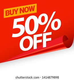 Sale of special offers. Discount with the price is 50 . An ad with a red tag for an advertising campaign at retail on the day of purchase. vector illustration