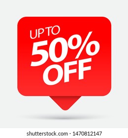 Sale of special offers. Discount with the price is 50 . An ad with a red tag for an advertising campaign at retail on the day of purchase. vector illustration