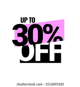Sale of special offers. Discount with the price is 30. An ad for an advertising campaign at retail on the day of purchase. vector illustration