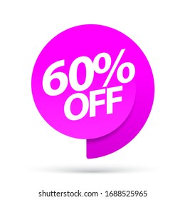 Sale of special offers. Discount with the price is 60. An ad with a magenta tag for an advertising campaign at retail on the day of purchase. vector illustration