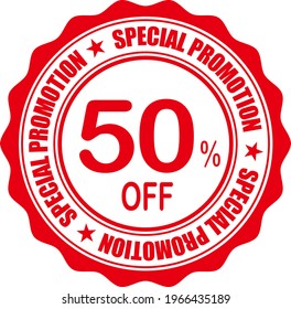 Sale of special offers. Discount with the price is 50%. An ad with a red tag for an advertising campaign at retail on the day of purchase. vector illustration