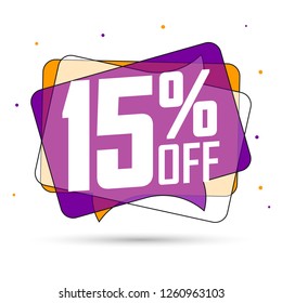 Sale speech bubble banner design template, discount 15% off tag, vector illustration