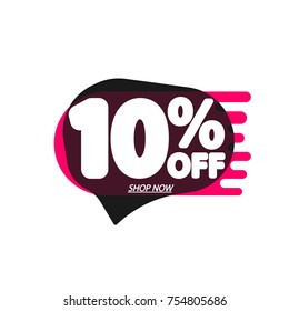 Sale speech bubble banner, discount tag 10% off, element design template, app icon, vector illustration