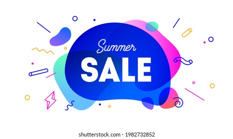 Sale, speech bubble. Banner, poster, speech bubble with text Summer Sale. Geometric style with message Sale for banner, poster. Explosion burst design, speech bubble. Vector Illustration