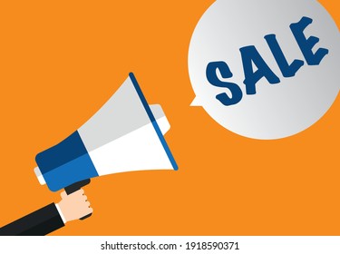 Sale Speech Bubble - Hand Holds Megaphone flat design Vector