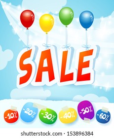 "Sale", spring background. Vector illustration