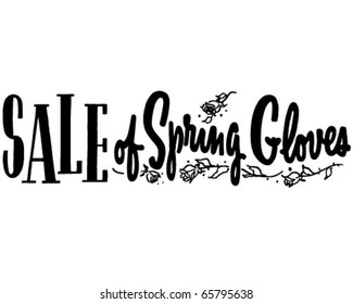 Verkauf von Frühlingshandschuhen - Ad Header - Retro Clip Art